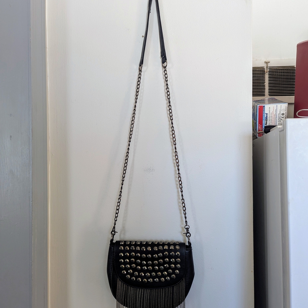Black Studded Fringe Bag - Picture 7 of 7